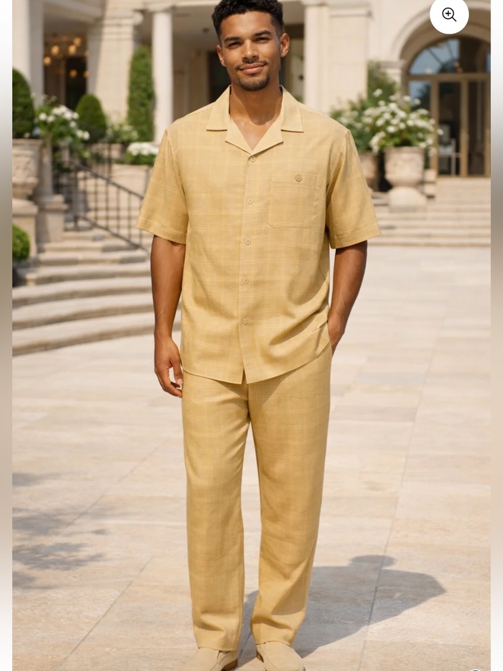 Stacy Adams Linen Set Khaki Tan XL Shirt & 38x30 Pants Modern Fit NWT I-22